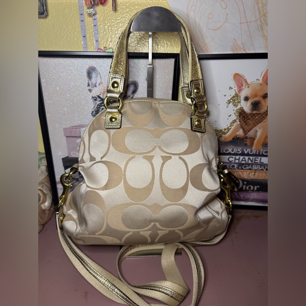 Coach Poppy Signature C Multicolor Floral Zipper Pocket Crossbody Shoulder Bag - Picture 4 of 9